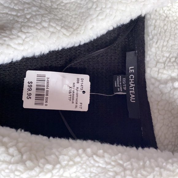 NWT! New Le Chateau Faux Fur Lapel Cardigan Shearling Jacket Coat - Picture 4 of 7